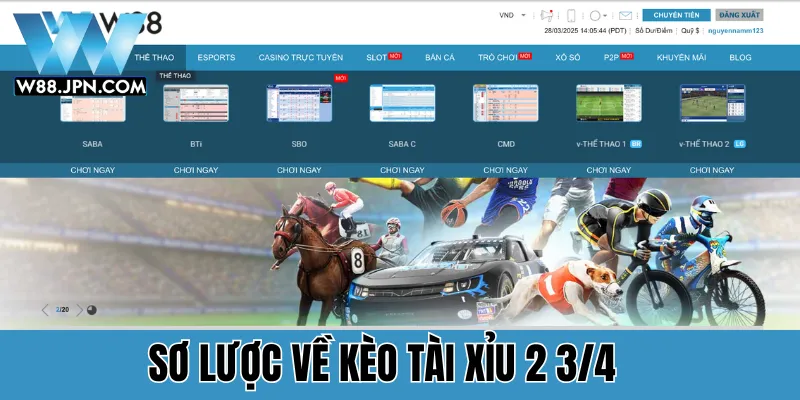 Kèo Tài Xỉu 2 3/4 W88
